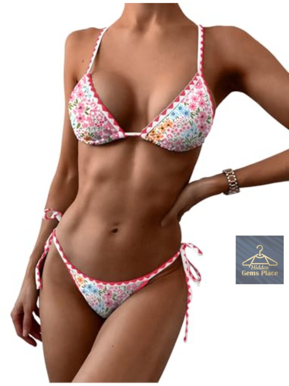 ZAFUL Triangle Bikini Tie Side String Two Piece Swimsuit